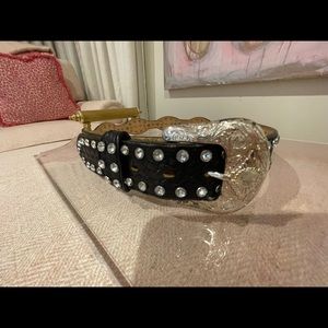 Black Leather Jeweled Belt